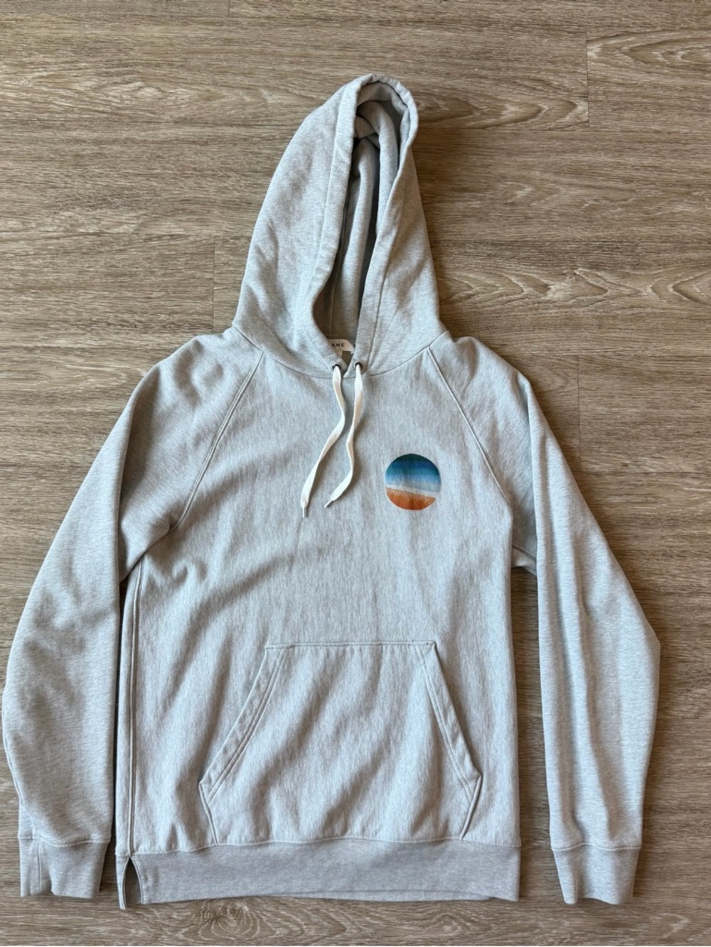 Frame Denim Light Gray Hoodie with Sunset Circle Graphic